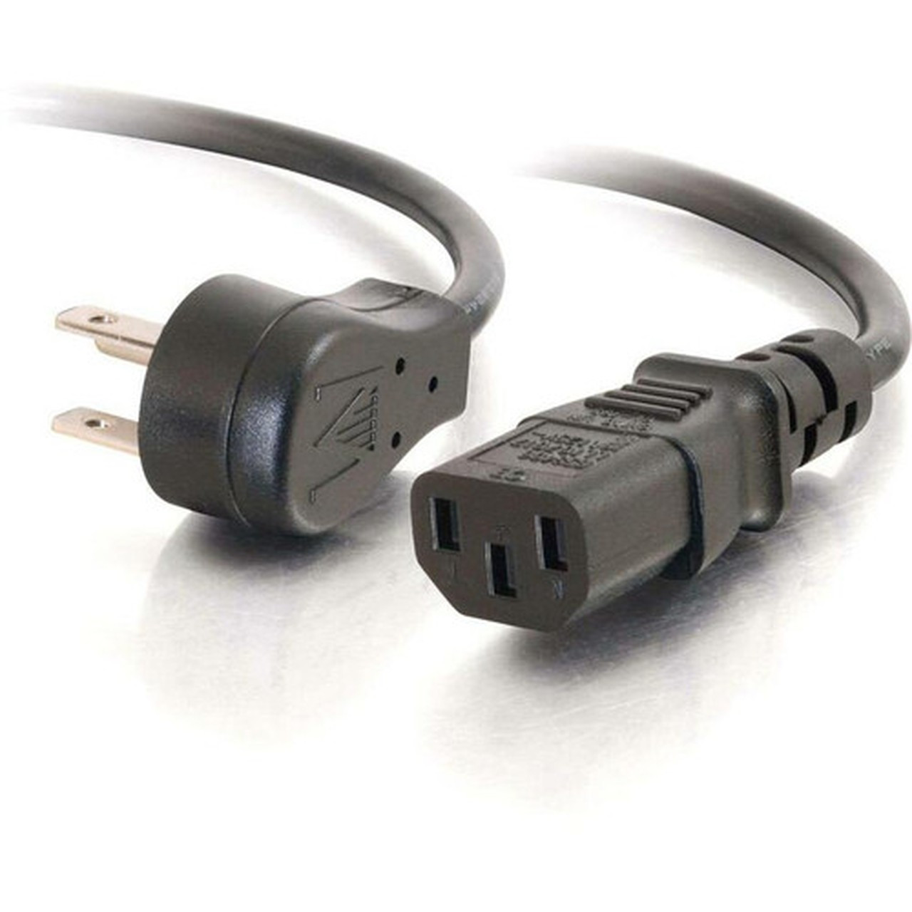 C2G 3ft 18 AWG Universal Flat Panel Power Cord NEMA 5-15P to IEC320C13 - For Computer Printer Scanner Monitor - Black - 3 ft Cord 27901