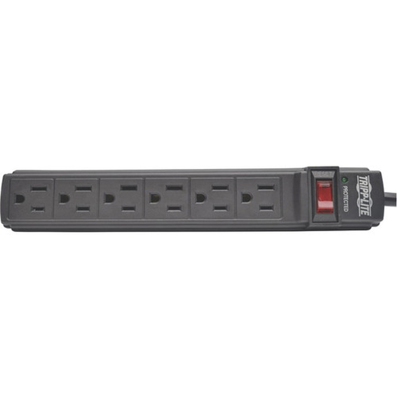 Tripp Lite Power Strip 6 Outlet NEMA 5-15R AC 6  Cord 5-15P Black Housing - NEMA 5-15P - 6 x NEMA 5-15R - 6 ft Cord - 15 A Current - PS66B