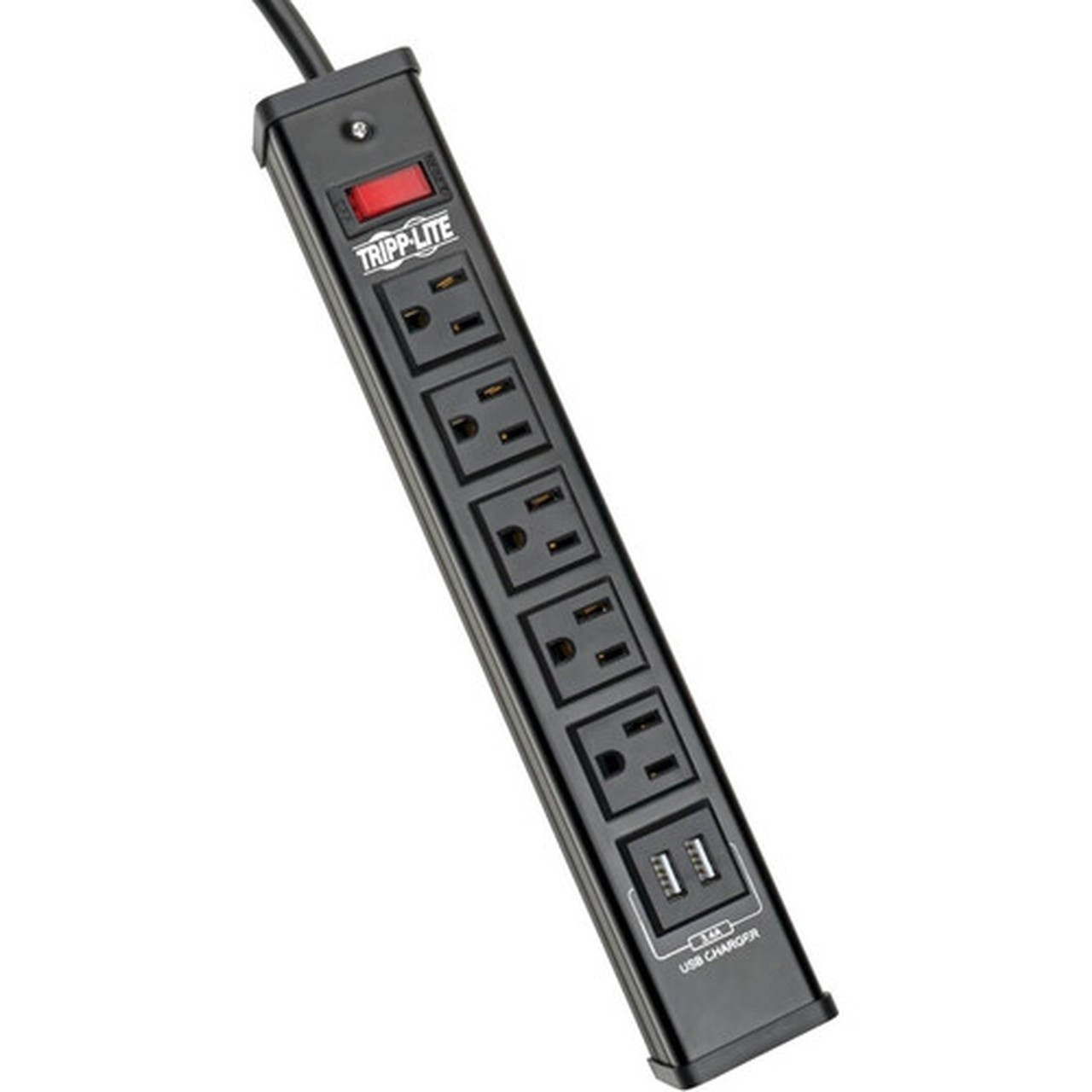 Tripp Lite Surge Protector Power Strip 5-Outlet 2 USB Charging Ports 6ft Cord - 5 x NEMA 5-15R 2 x USB - 1875 VA - 450 J - 120 V AC - TLM526USBB