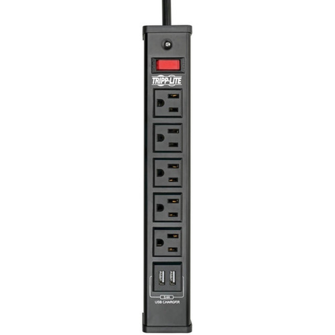 Tripp Lite Surge Protector Power Strip 5-Outlet 2 USB Charging Ports 6ft Cord - 5 x NEMA 5-15R 2 x USB - 1875 VA - 450 J - 120 V AC - TLM526USBB