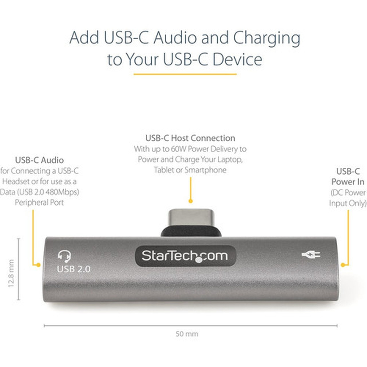 StarTechcom USB C Audio  Charge Adapter USB-C Audio Adapter USB C Audio Headset Port and USB Type-C PD Charger For USB-C - USB C CDP2CAPDM