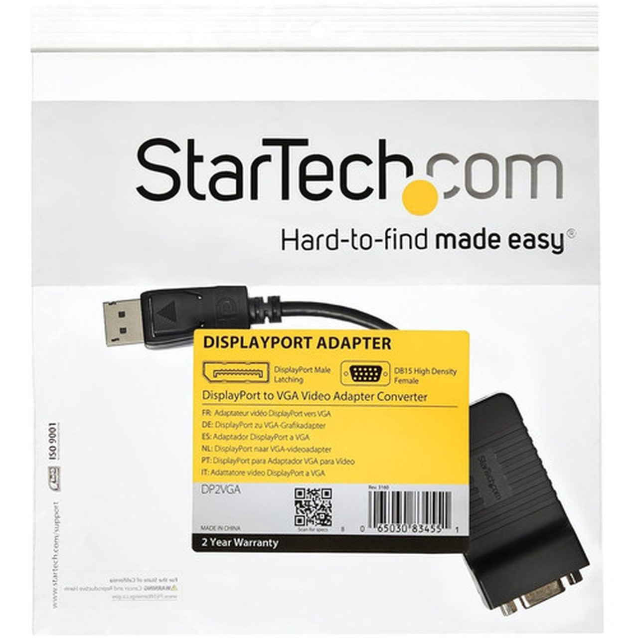 StarTechcom DisplayPort to VGA Adapter Active DP to VGA Converter 1080p Video DP to VGA Monitor Dongle Latching DP Connector - to DP2VGA