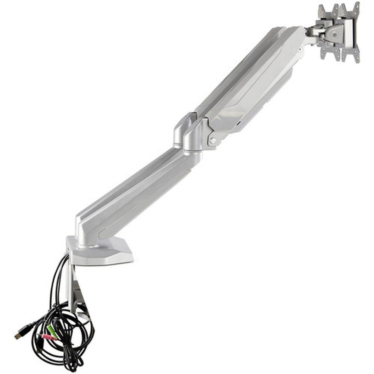 StarTechcom Desk Mount Dual Monitor Arm with USB  35mm Audio - Desk Clamp Ergonomic VESA Mount for up to 32 inch Displays - Full - ARMSLIMDUOS