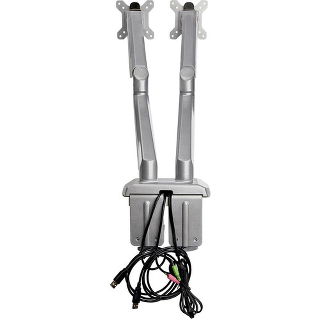StarTechcom Desk Mount Dual Monitor Arm with USB  35mm Audio - Desk Clamp Ergonomic VESA Mount for up to 32 inch Displays - Full - ARMSLIMDUOS
