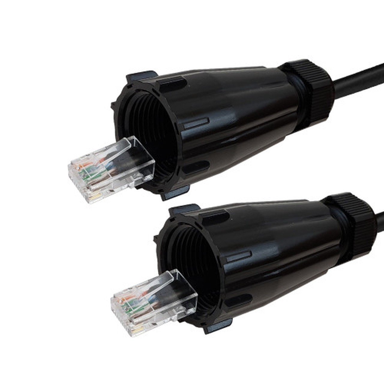 RJ45 Male with IP68 Shroud to RJ45 Male with IP68 Shroud Cat6a UTP Outdoor UV  Direct Burial Patch Cable