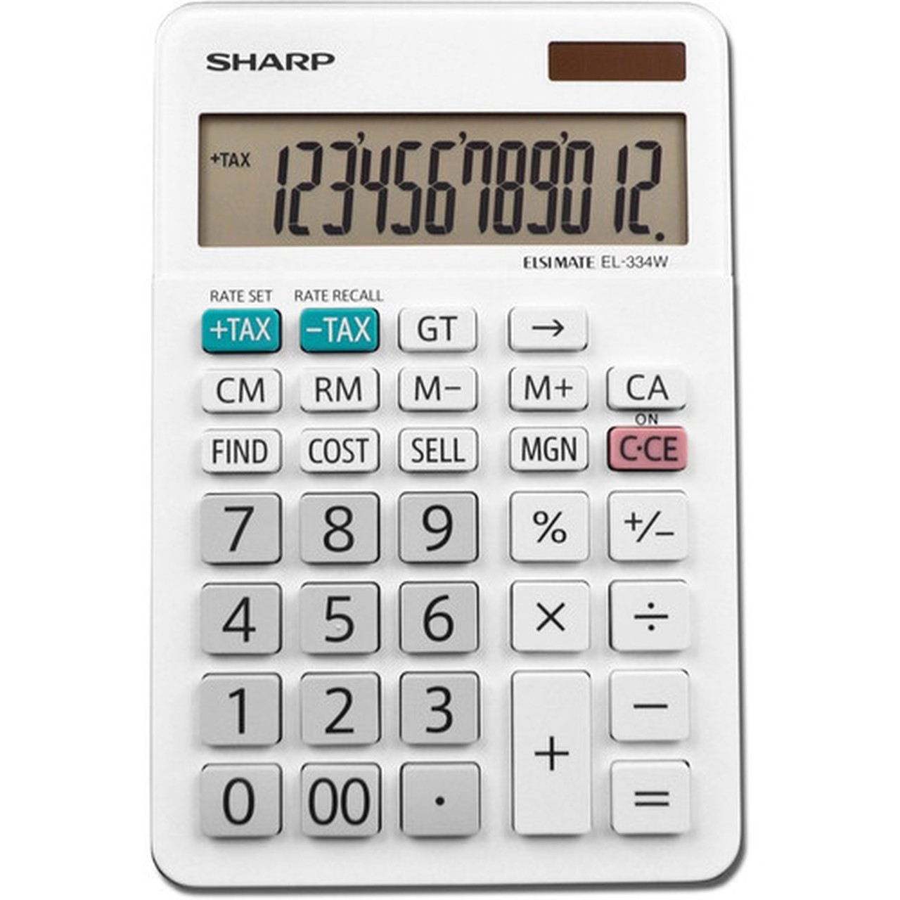 Sharp 12-Digit Desktop Calculator - Dual Power Auto Power Off Built-in Memory Double Zero - 12 Digits - LCD - BatterySolar Powered EL334WB