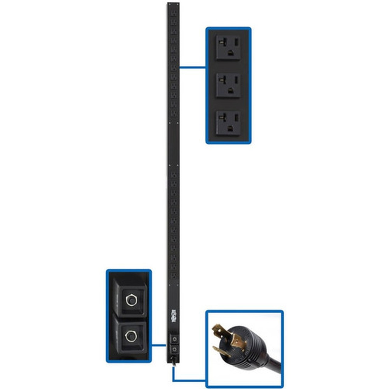 Tripp Lite PDUV30 24-Outlet PDU - Basic - NEMA L5-30P - 24 x NEMA 5-1520R - 120 V AC - 0U - Vertical - Rack-mountable PDUV30