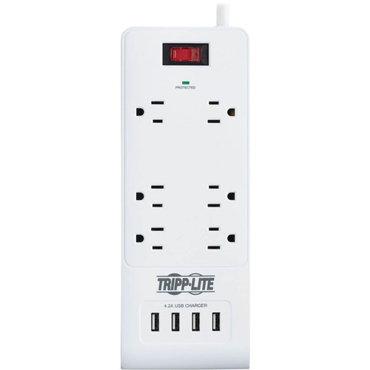 Tripp Lite TLP64USBRA15 6-Outlet Surge SuppressorProtector - 6 x NEMA 5-15R 4 x USB - 180 kVA - 900 J - 120 V AC Input TLP64USBRA15