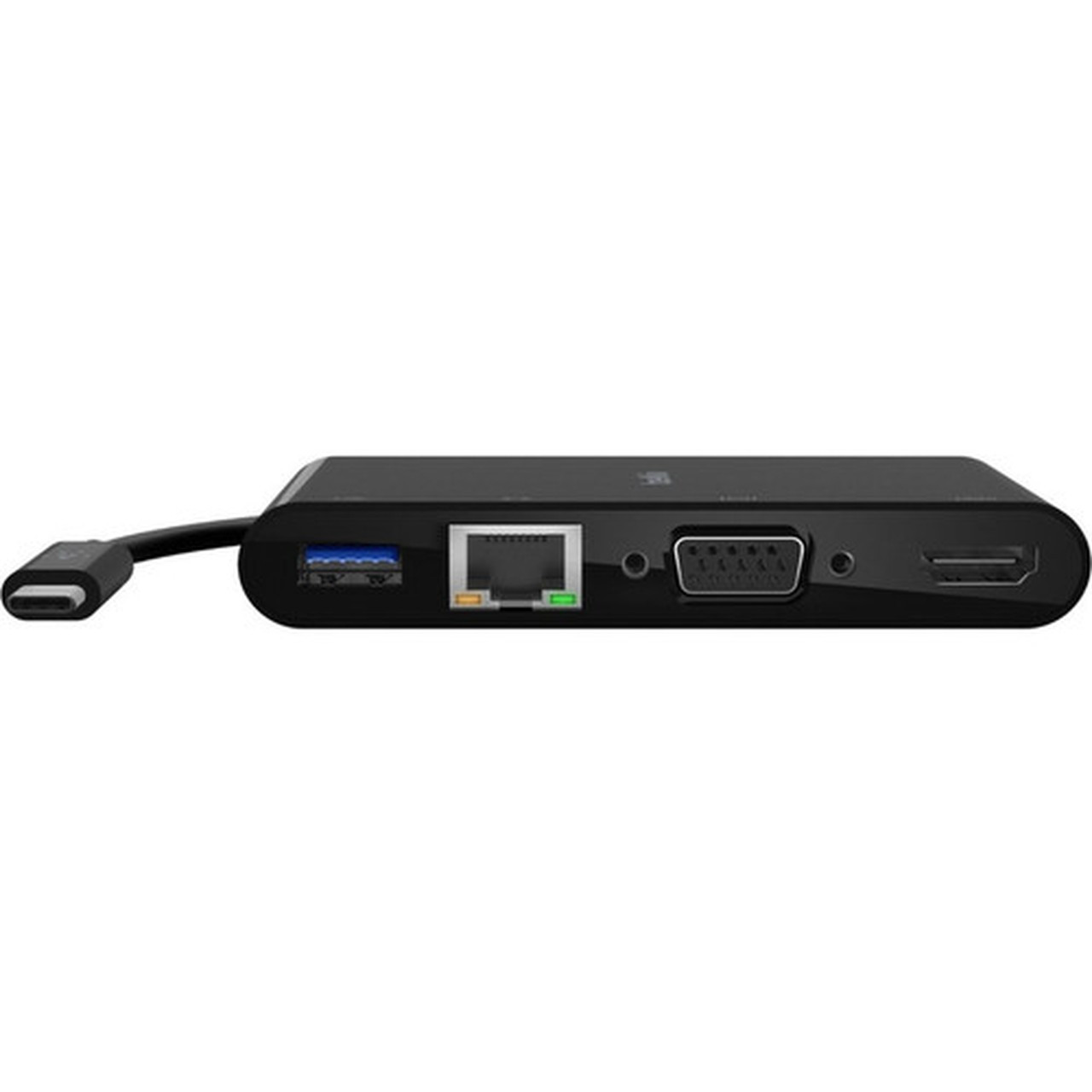 Belkin USB-C Multimedia Adapter - 1 x Type C USB Male - 1 x Type A USB 30 USB Female 1 x RJ-45 Network Female 1 x HDMI Digital 1 x AVC005BK-BL