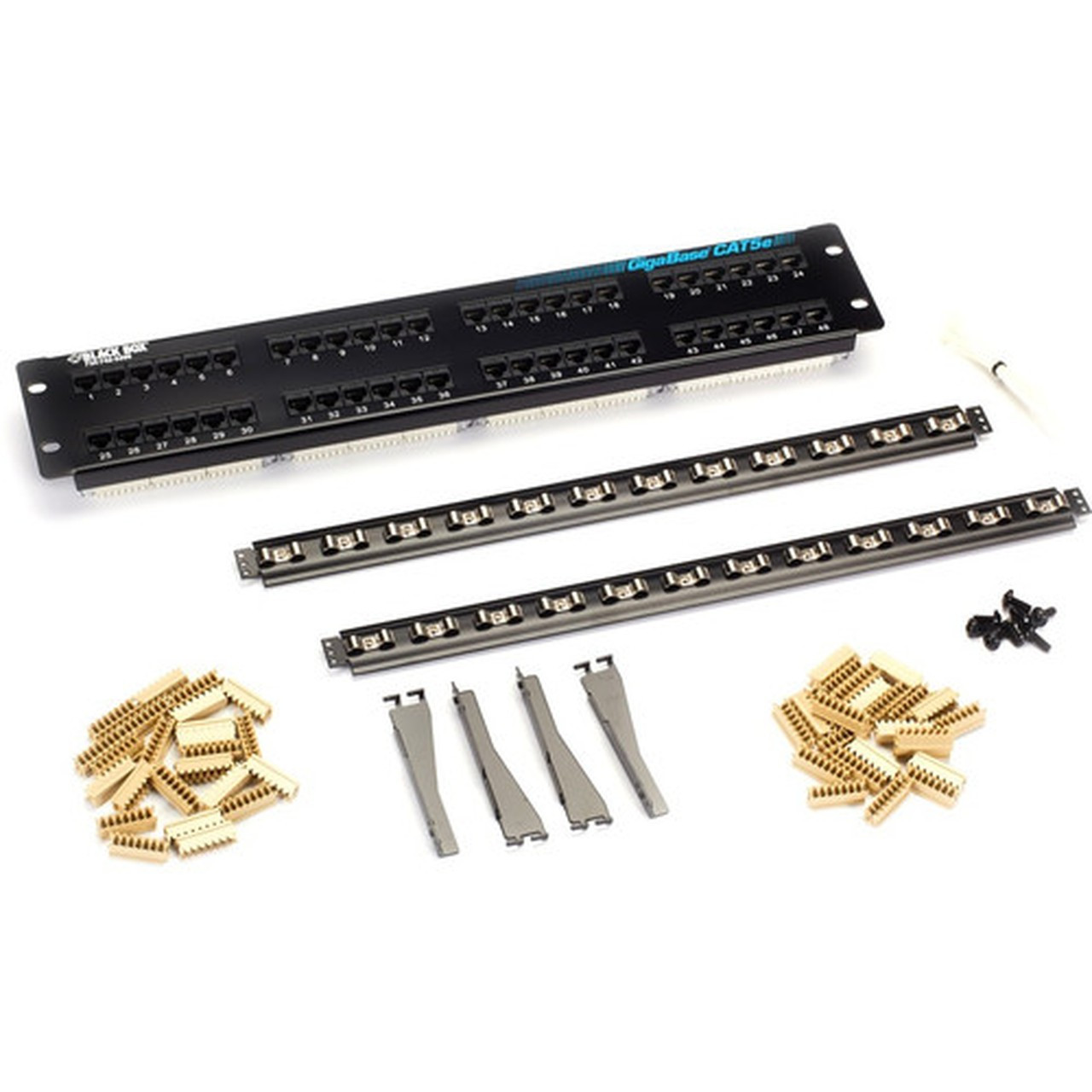 Black Box GigaBase CAT5e Patch Panel - 2U Unshielded 48-Port - 48 Ports - 48 x RJ-45 - 2U High - Rack-mountable - TAA Compliant JPM906A-R6