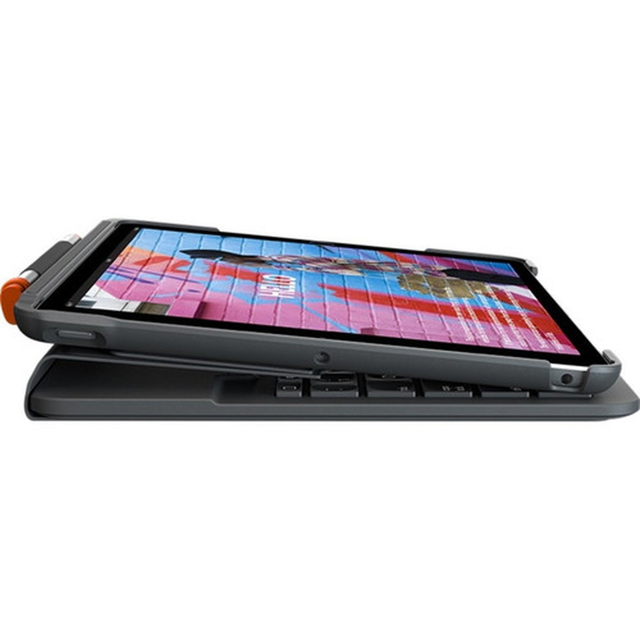 Logitech Slim Folio KeyboardCover Case Apple Logitech iPad 7th Generation Tablet - Graphite - Water Resistant Scratch Resistant 920-009473