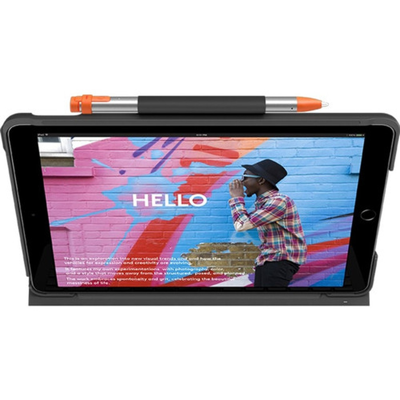 Logitech Slim Folio KeyboardCover Case Apple Logitech iPad 7th Generation Tablet - Graphite - Water Resistant Scratch Resistant 920-009473
