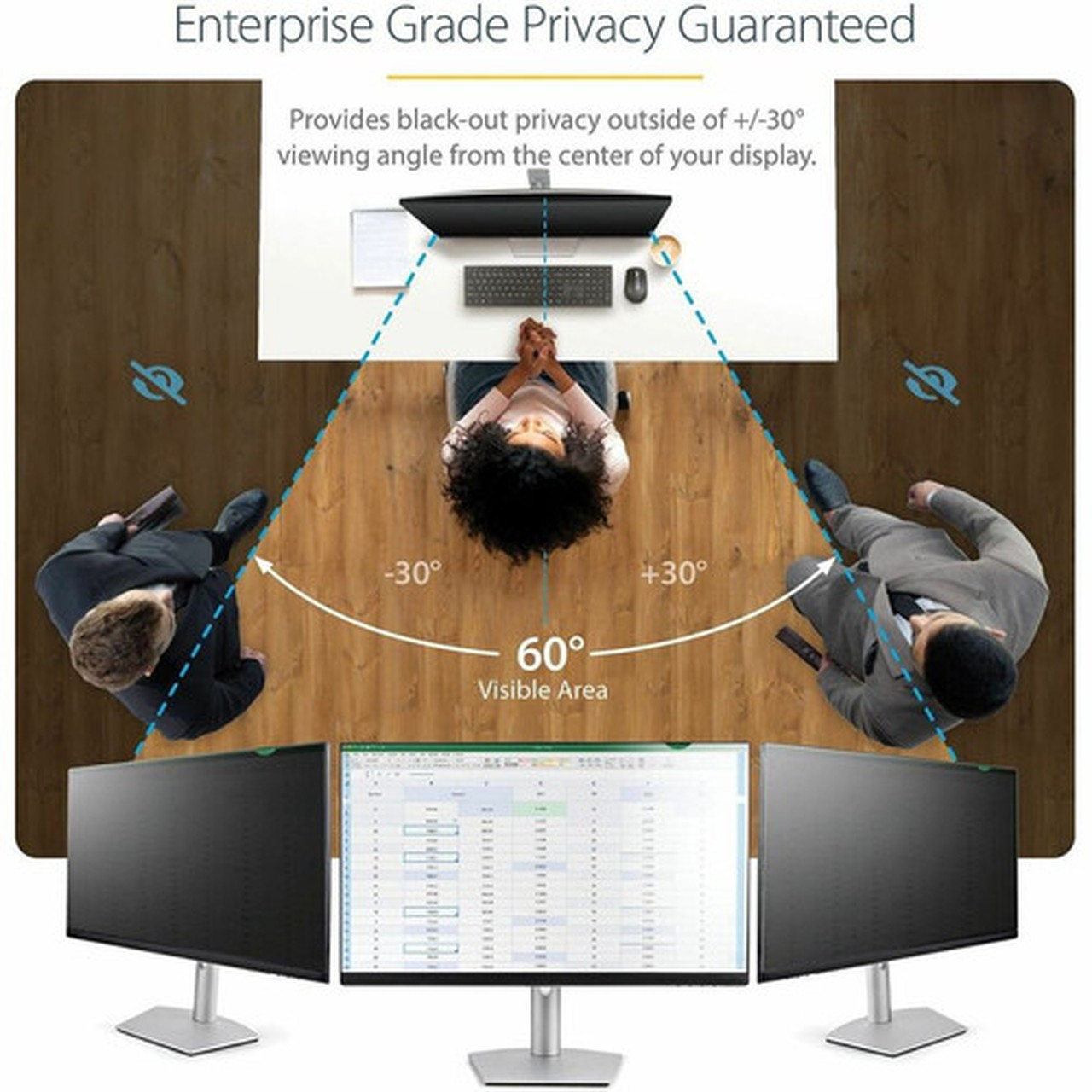 StarTechcom Monitor Privacy Screen for 22 Display - Widescreen Computer Monitor Security Filter - Blue Light Reducing Screen - 22 in PRIVACY-SCREEN-22MB