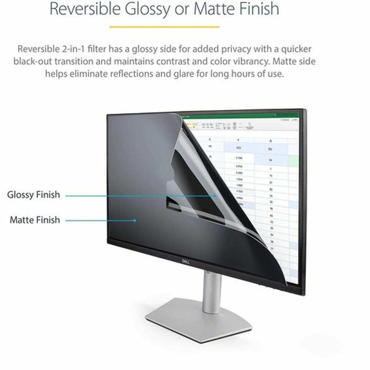 StarTechcom Monitor Privacy Screen for 22 Display - Widescreen Computer Monitor Security Filter - Blue Light Reducing Screen - 22 in PRIVACY-SCREEN-22MB