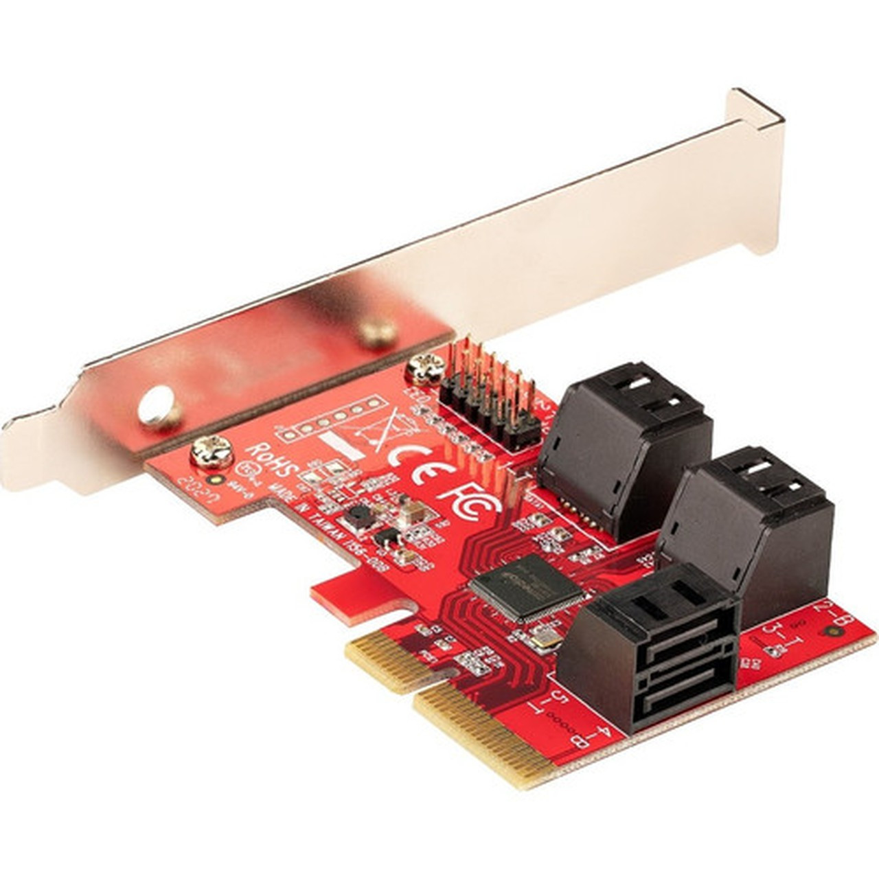 SATA PCIe Card 6 Port PCIe SATA Expansion Card 6Gbps SATA Adapter Stacked SATA Connectors PCI Express to SATA Converter - SATA III 6P6G-PCIE-SATA-CARD