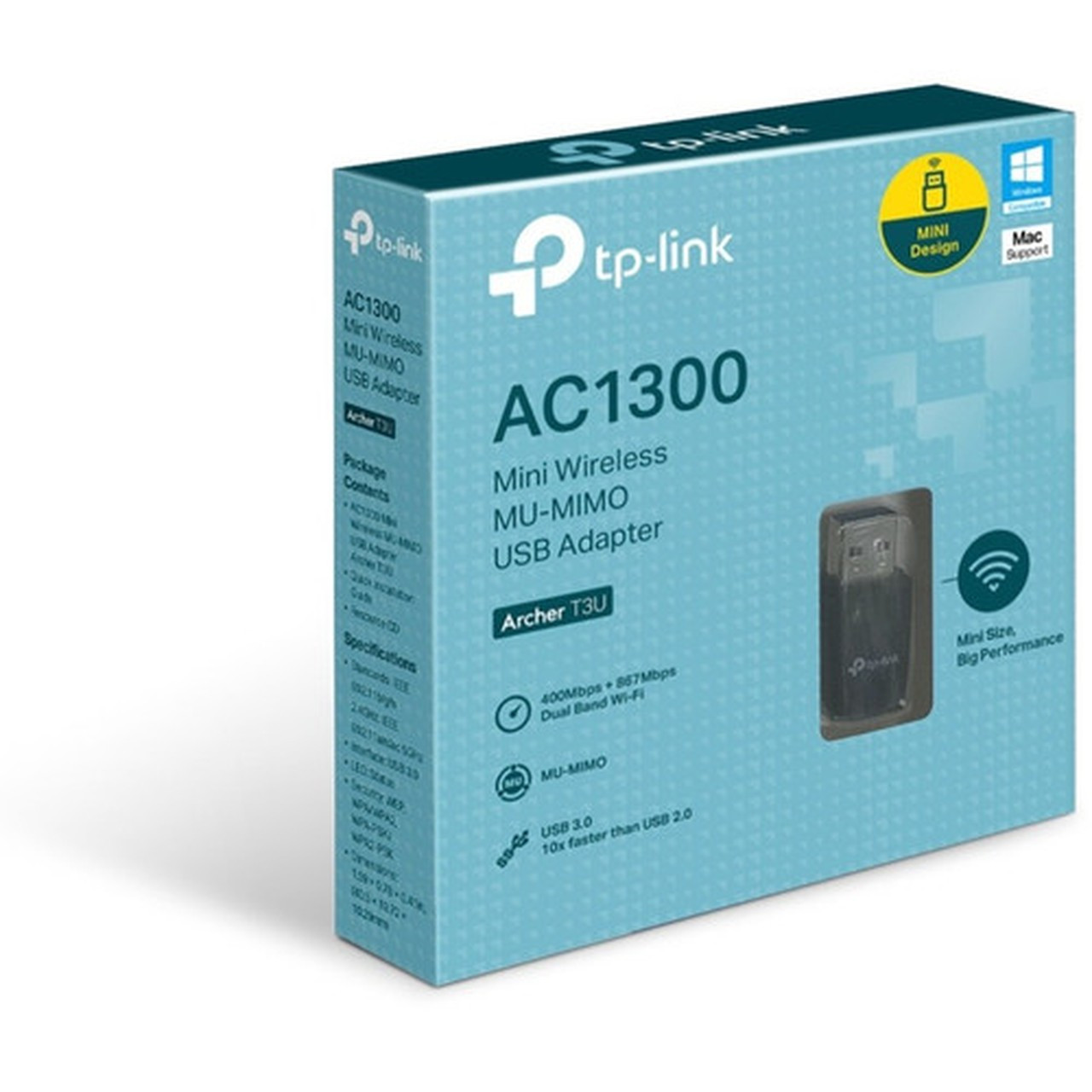 TP-Link T3U IEEE 80211ac Dual Band Wi-Fi Adapter for Notebook - USB 30 - 127 Gbits - 240 GHz ISM - 5 GHz UNII - External ARCHER T3U
