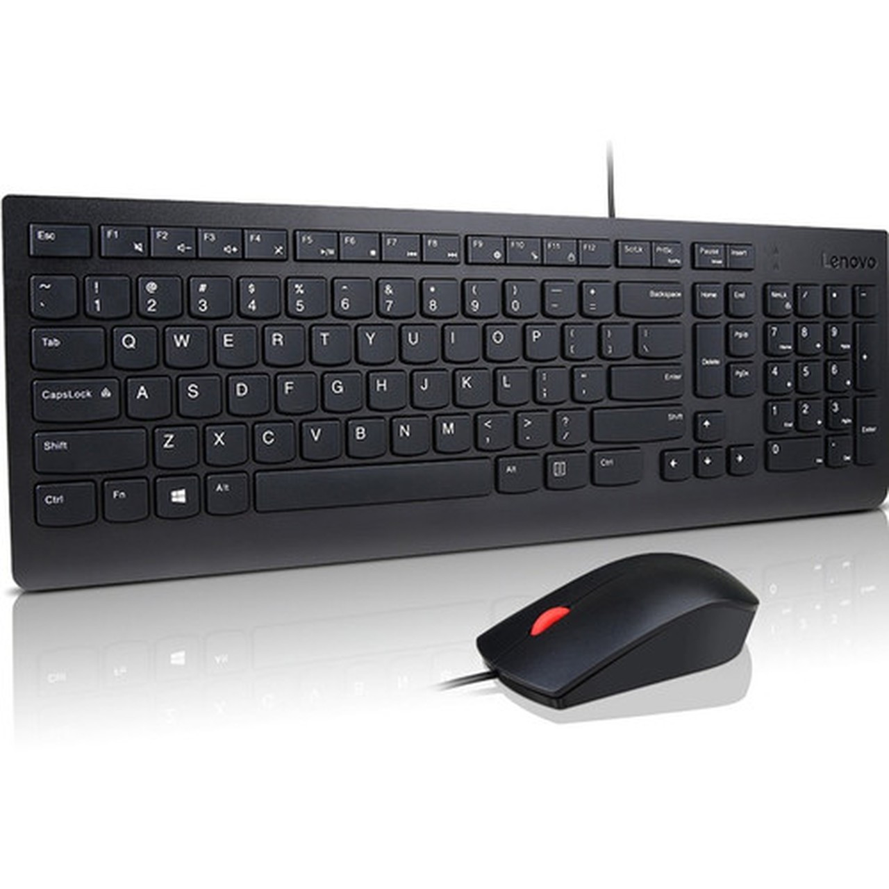 Lenovo Essential Wired Keyboard and Mouse Combo - US English - USB Membrane Cable English US - Black - USB Cable Optical - 1000 dpi 4X30L79883