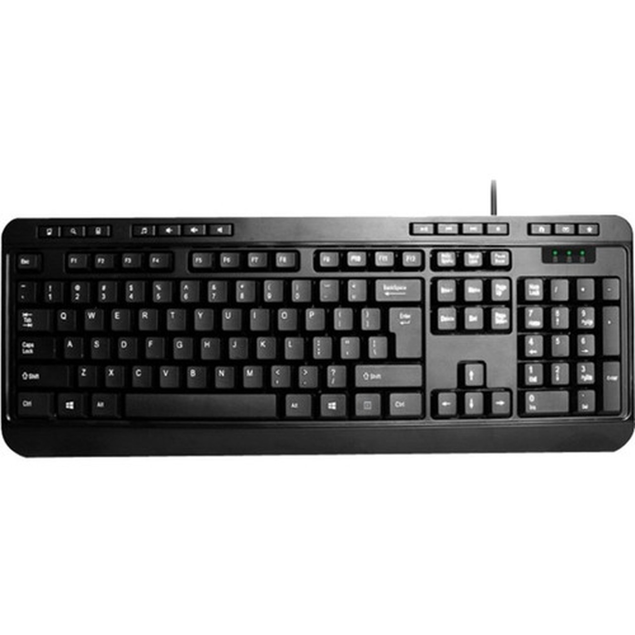 Adesso AKB-132 - Spill-Resistant Multimedia Desktop Keyboard PS2 - Cable Connectivity - PS2 Interface - 104 Key Media Player Up AKB-132PB