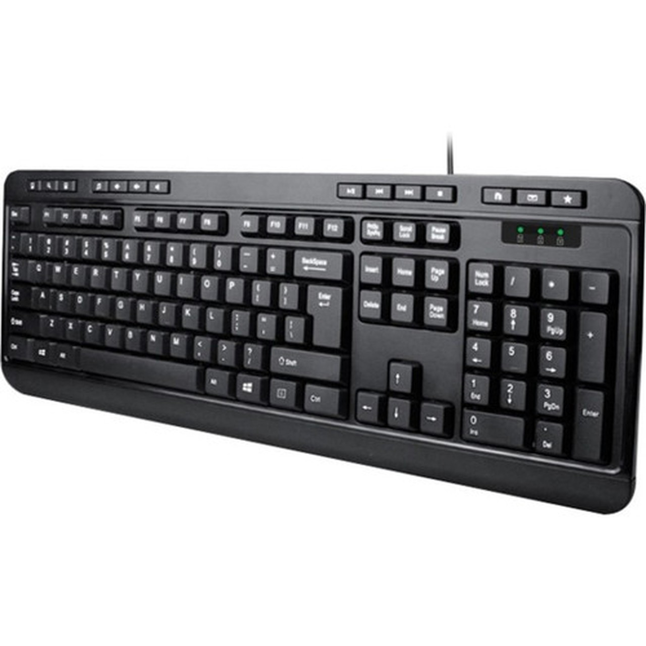 Adesso AKB-132 - Spill-Resistant Multimedia Desktop Keyboard PS2 - Cable Connectivity - PS2 Interface - 104 Key Media Player Up AKB-132PB