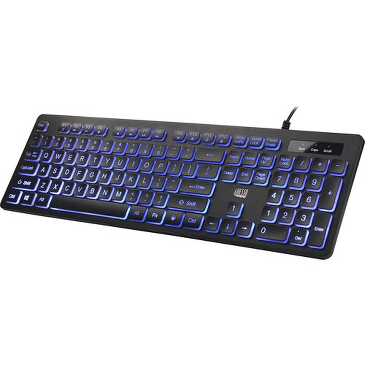 Adesso Large Print Illuminated Desktop Keyboard - Cable Connectivity - USB Interface - 104 Key - English US - Desktop Computer - - AKB-139EB