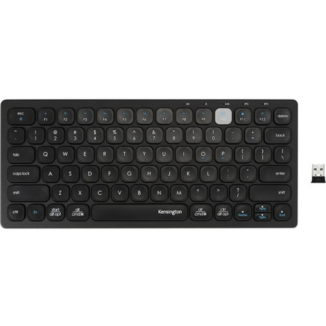 Kensington Multi-Device Dual Wireless Compact Keyboard - Wireless Connectivity - BluetoothRF - 240 GHz - USB Interface Multimedia - K75502US
