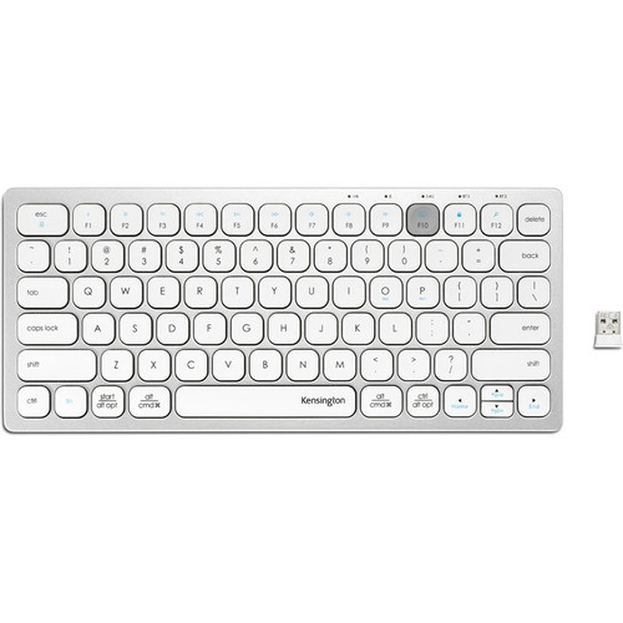 Kensington Multi-Device Dual Wireless Compact Keyboard - Wireless Connectivity - BluetoothRF - 240 GHz Multimedia Hot Keys - Phone K75504US