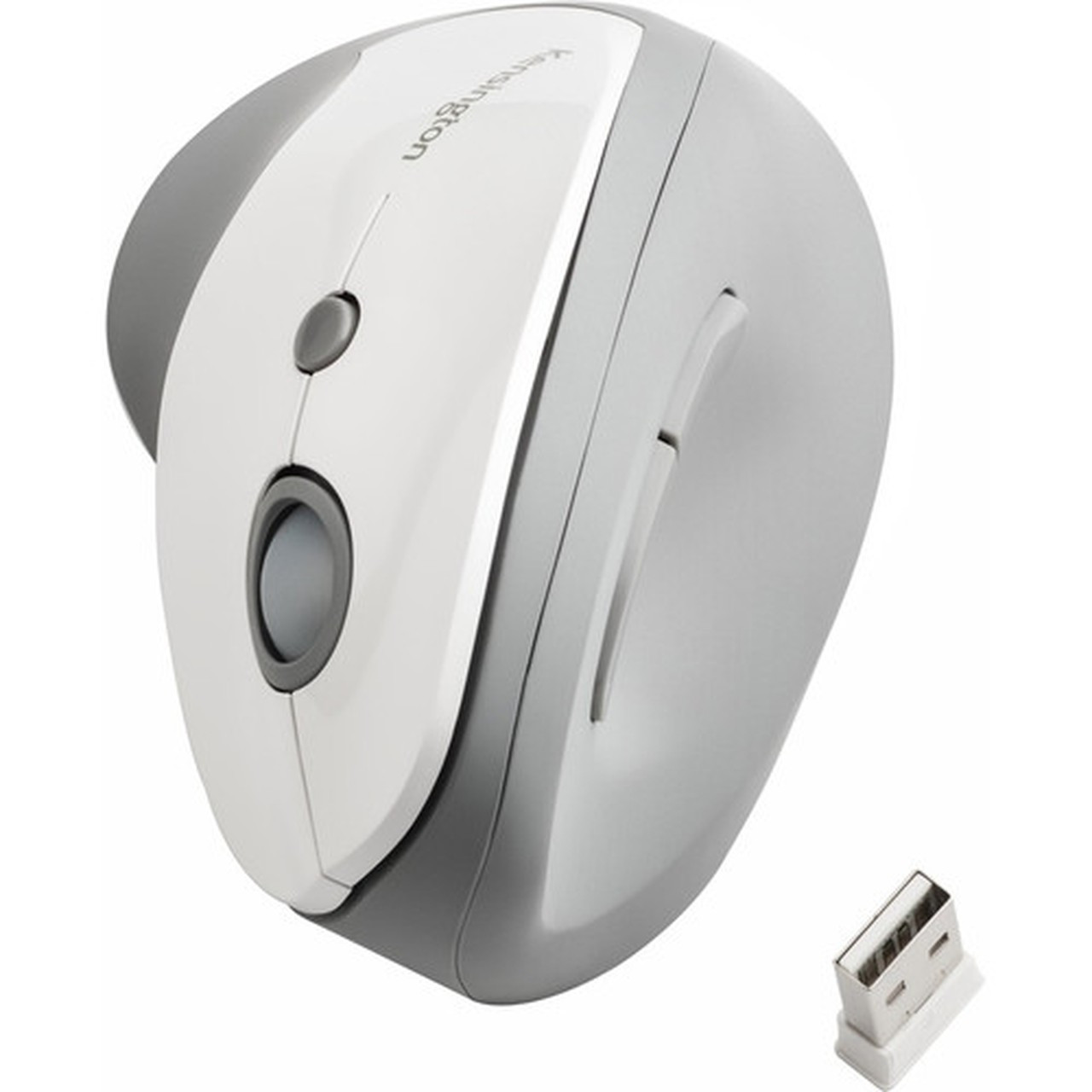 Kensington Pro Fit Ergo Vertical Wireless Mouse - Wireless - Radio Frequency - 240 GHz - Gray - USB - 1600 dpi - Scroll Wheel - 6 K75520WW