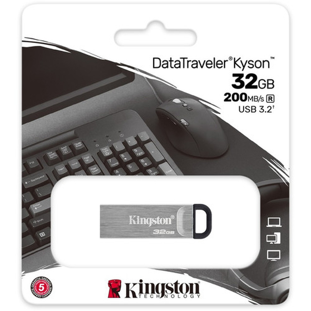 Kingston DataTraveler Kyson 32GB USB 32 Gen 1 Type A Flash Drive - 32 GB - USB 32 Gen 1 Type A - 200 MBs Read Speed - 5 Year DTKN32GBCR