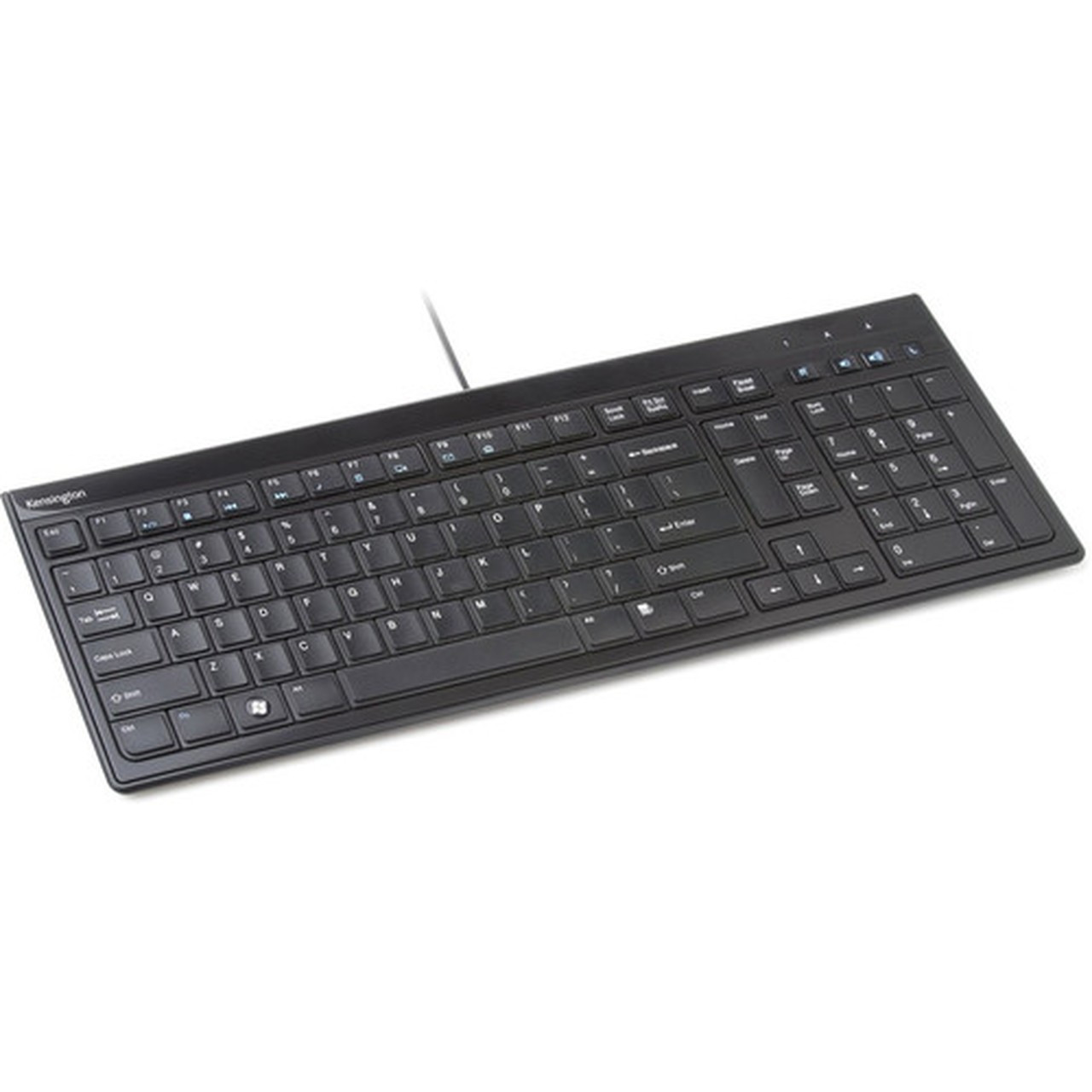 Kensington Slim Type Wired Keyboard - Cable Connectivity - USB Interface Volume Up Volume Down Sleep Mute Hot Keys - Desktop - OS K72357USA