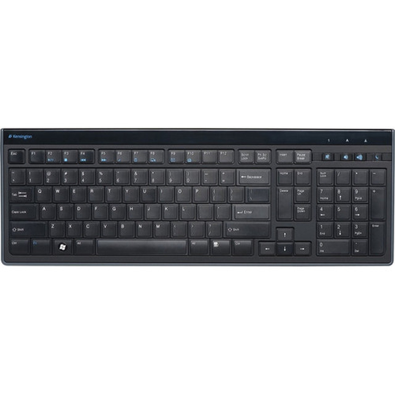 Kensington Slim Type Wired Keyboard - Cable Connectivity - USB Interface Volume Up Volume Down Sleep Mute Hot Keys - Desktop - OS K72357USA