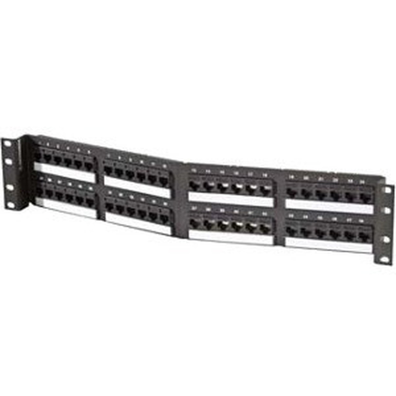 Ortronics Category 6 TechChoice 48 Port Angled Patch Panel Black 1RU - 48 Ports - 48 x RJ-45 - 1U High - Black - Rack-mountable SPA6U48