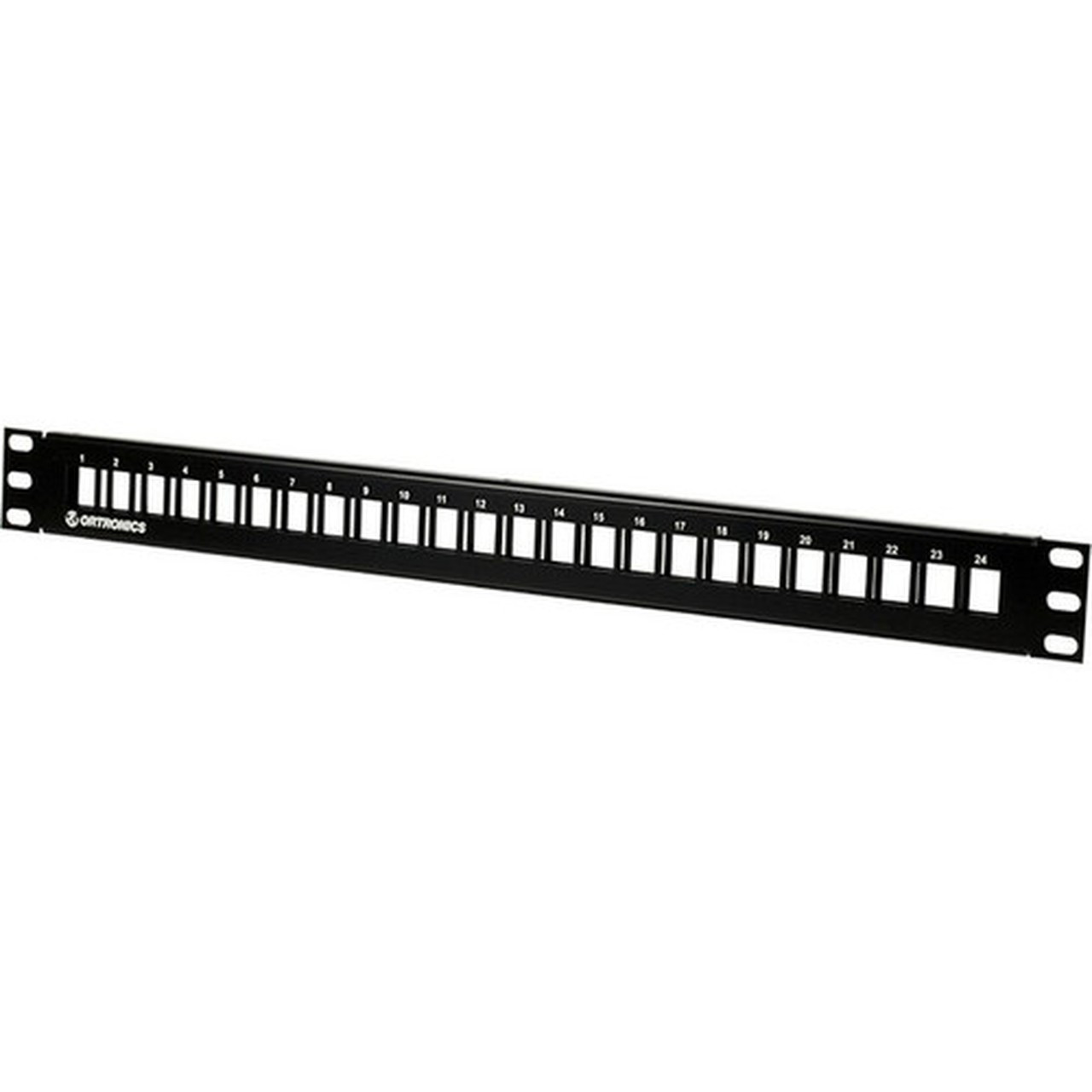 Ortronics TechChoice Flush Mount Flat Patch Panel Kit 24 Port unloaded - 24 Ports - 1U High - Black - Rack-mountable Flush Mount SPKFU24