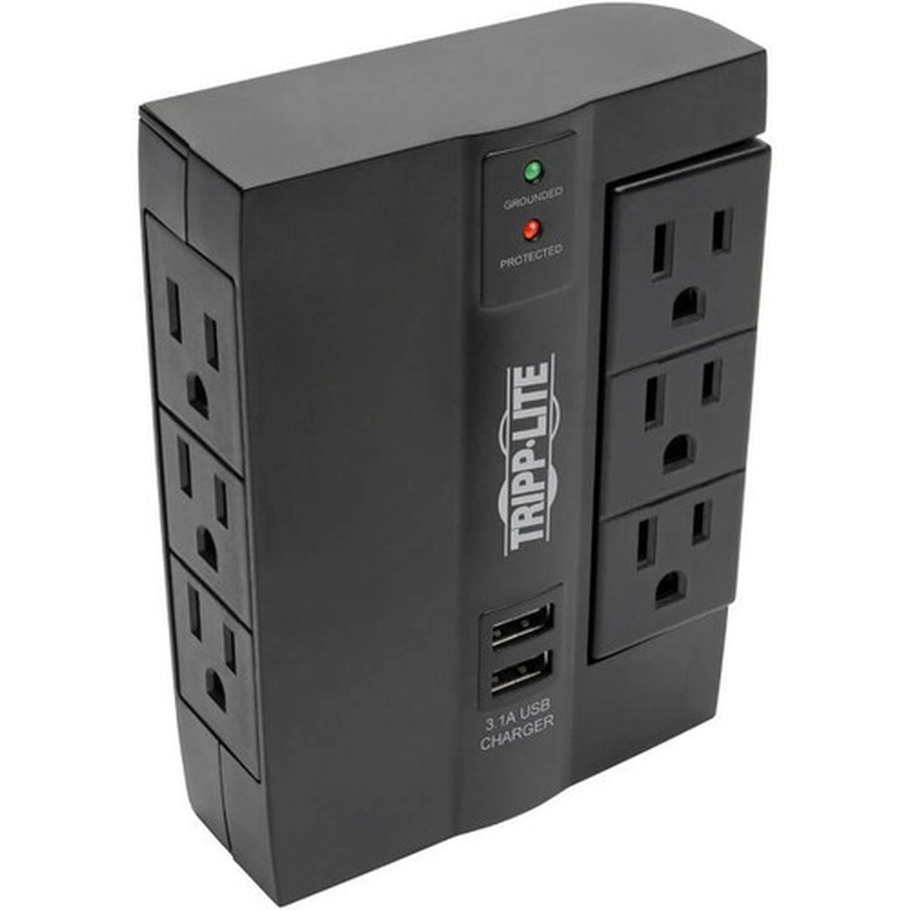 Tripp Lite Protect It SWIVEL6USB 6-Outlet Surge SuppressorProtector - 6 x NEMA 5-15R 2 x USB - 1200 J - 120 V AC Input SWIVEL6USB