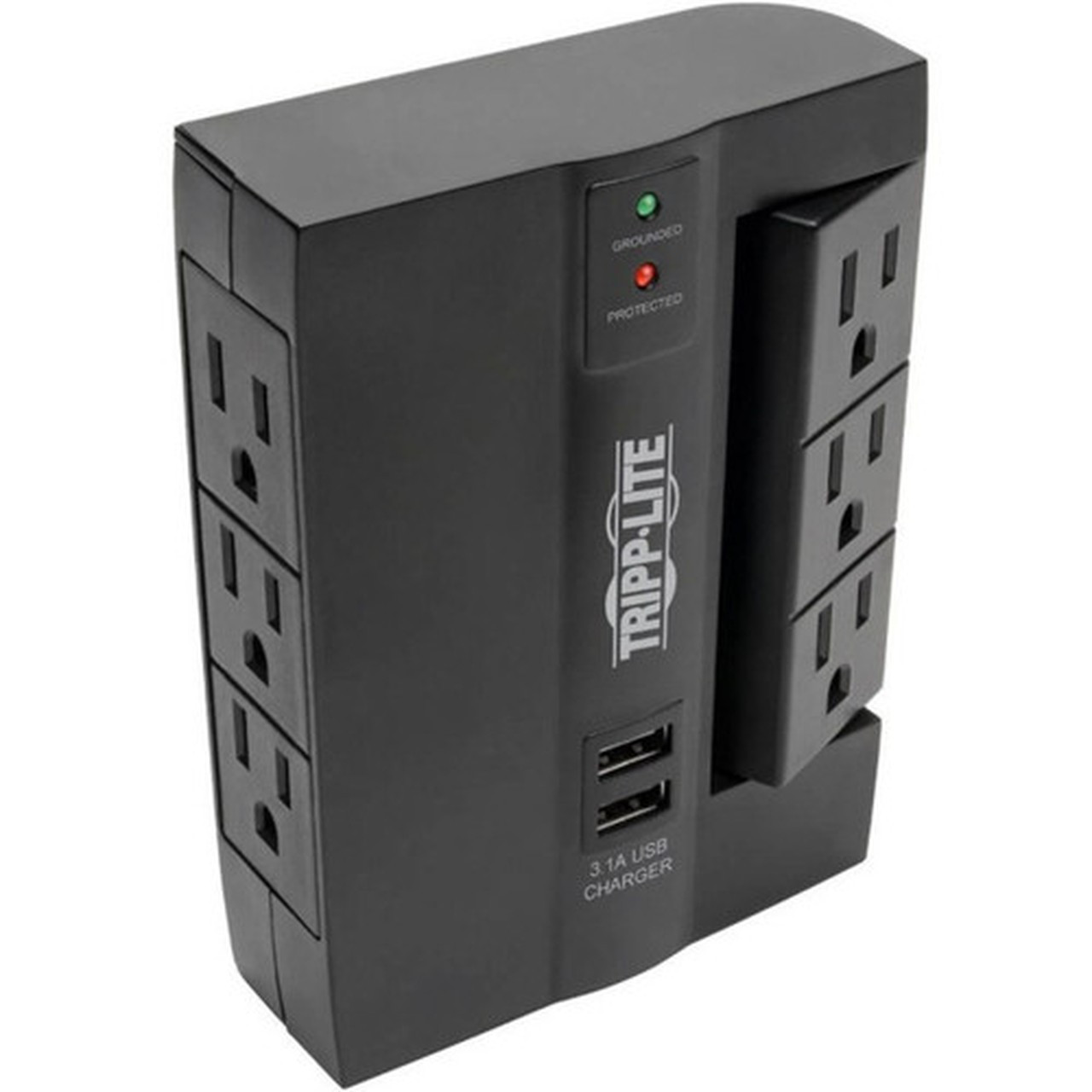 Tripp Lite Protect It SWIVEL6USB 6-Outlet Surge SuppressorProtector - 6 x NEMA 5-15R 2 x USB - 1200 J - 120 V AC Input SWIVEL6USB