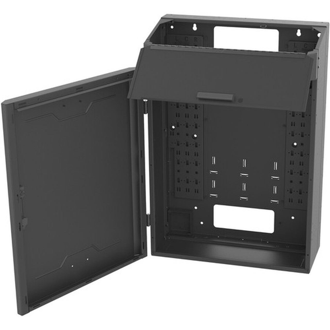Ortronics 8RU Vertical Wall-Mount Cabinet Split Door 42H - For LAN Switch Patch Panel Router - 8U Rack Height - Wall Mountable - VWMSD-8RU-42-B