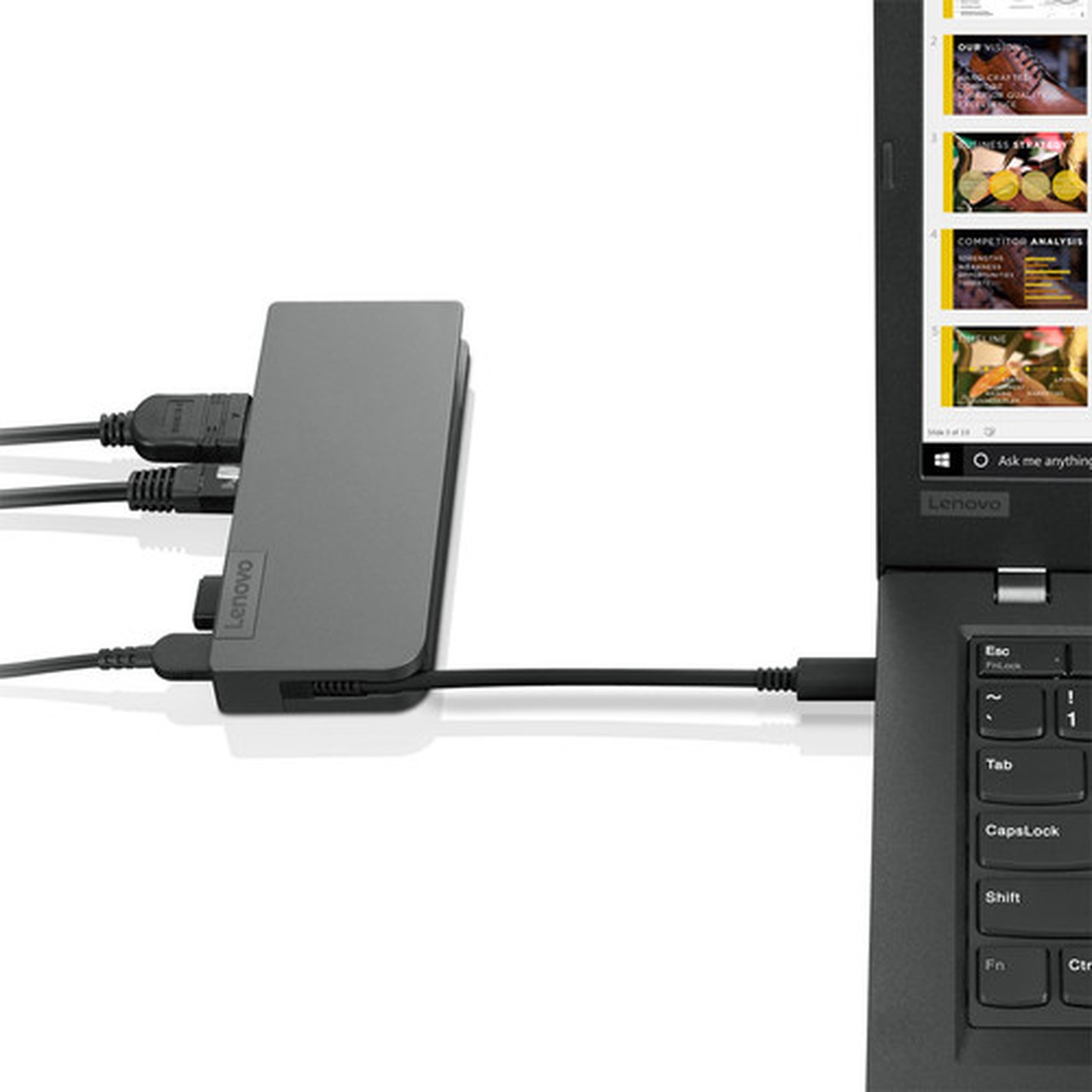 Lenovo Powered USB-C Travel Hub - for Notebook - USB Type C - 3 x USB Ports - 1 x USB 20 - USB Type-C - Network RJ-45 - HDMI - VGA 4X90S92381