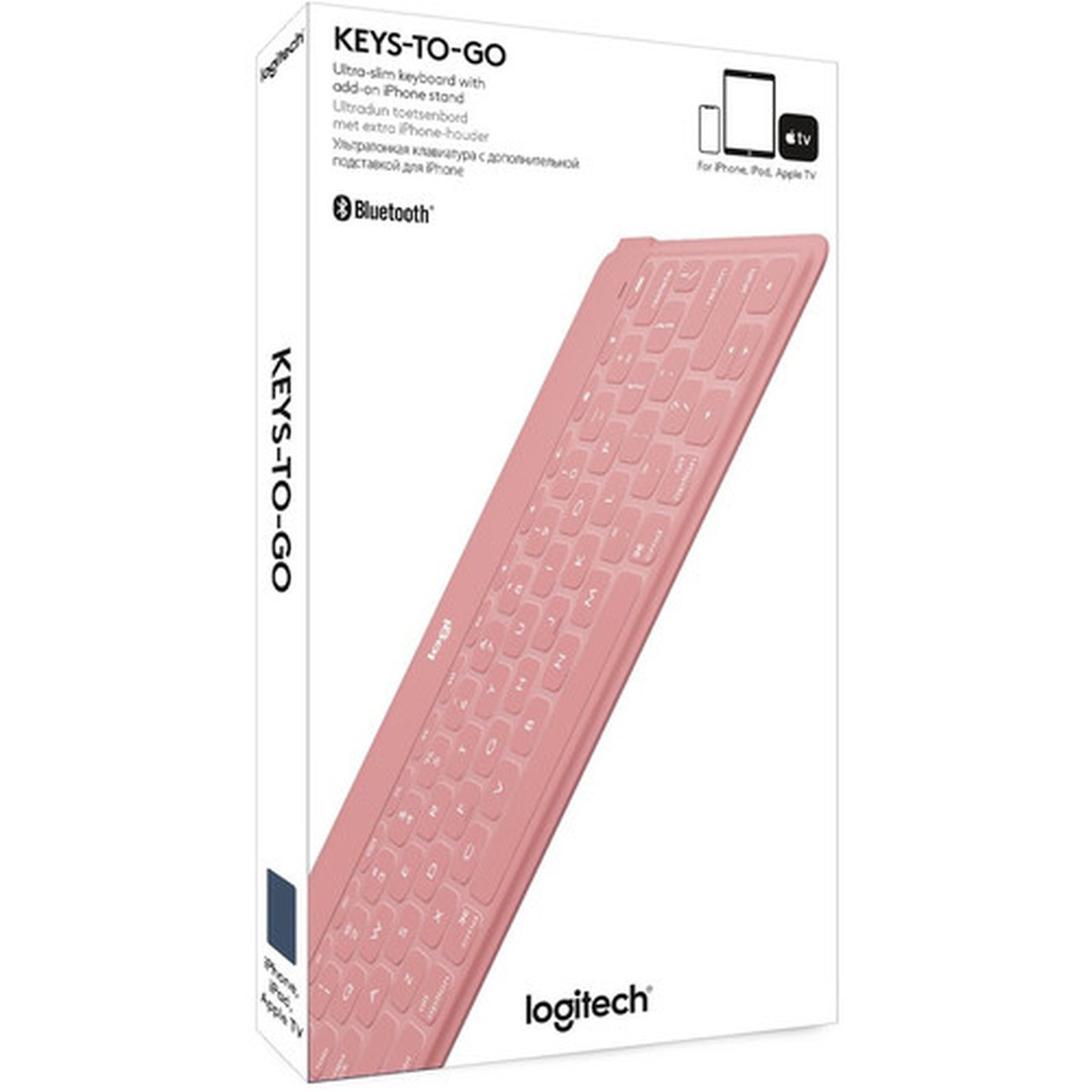 Logitech Keys-To-Go Keyboard - Wireless Connectivity - Bluetooth - iPhone iPad Apple TV - iOS - Scissors Keyswitch - Blush 920-010039