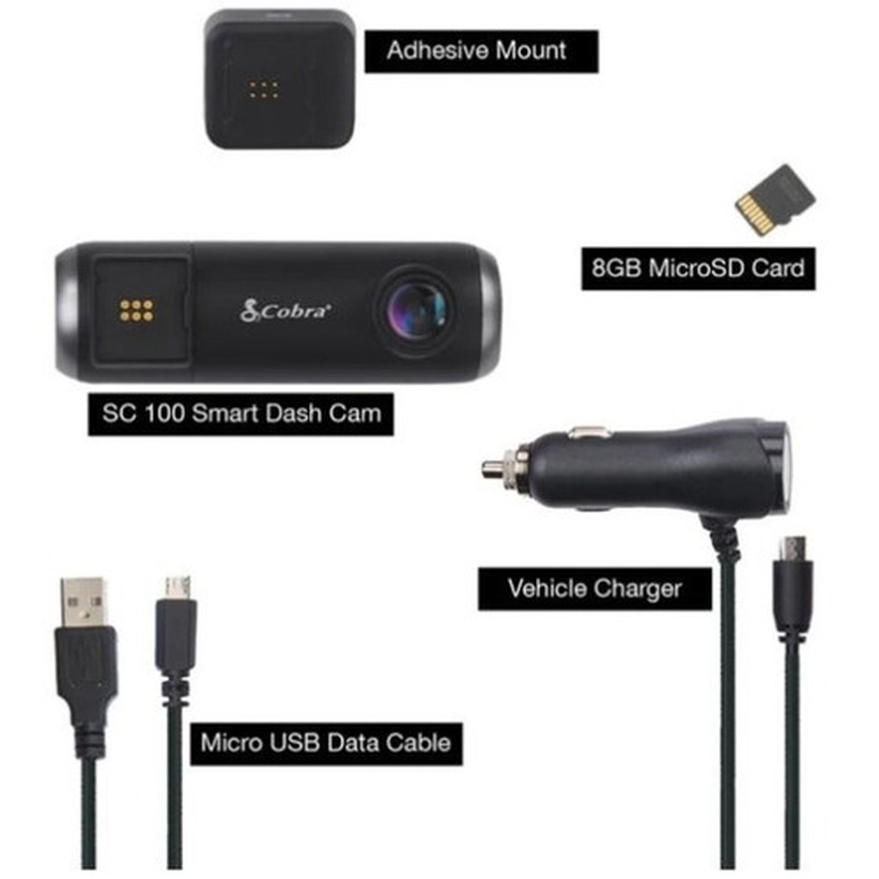 Cobra Single-View Smart Dash Cam with Real-Time Driver Alerts - Dashboard - Wired - 1920 x 1080 Video SC100