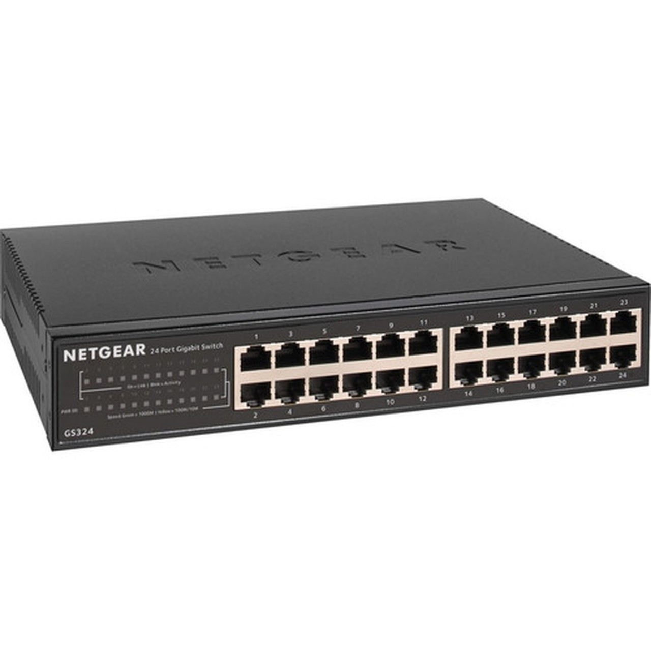 Netgear GS324 Ethernet Switch - 24 Ports - 2 Layer Supported - 1210 W Power Consumption - Twisted Pair - Desktop Wall Mountable - 3 GS324-200NAS