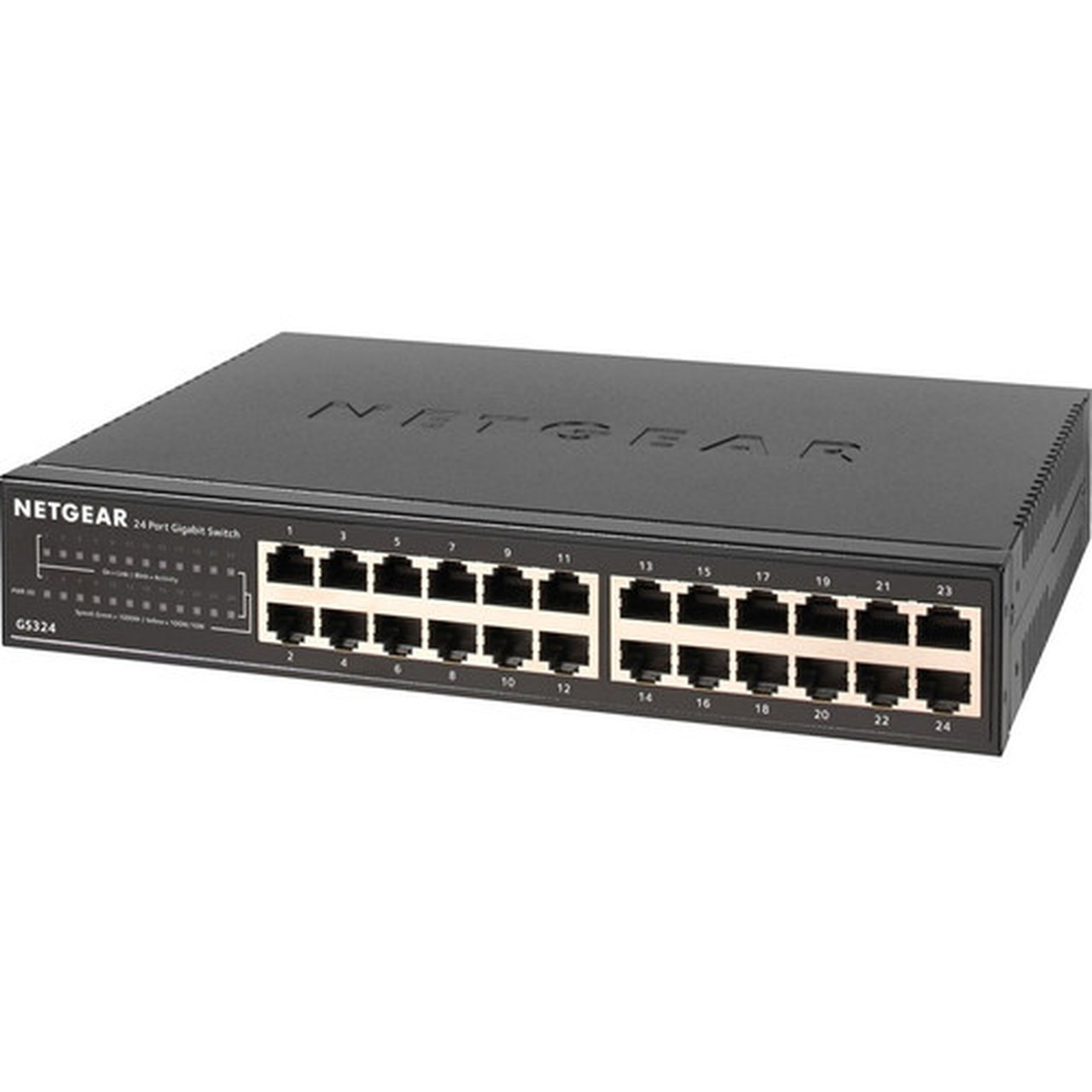 Netgear GS324 Ethernet Switch - 24 Ports - 2 Layer Supported - 1210 W Power Consumption - Twisted Pair - Desktop Wall Mountable - 3 GS324-200NAS