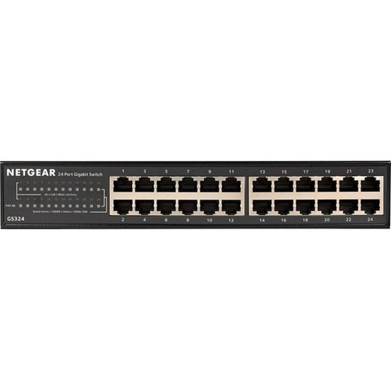 Netgear GS324 Ethernet Switch - 24 Ports - 2 Layer Supported - 1210 W Power Consumption - Twisted Pair - Desktop Wall Mountable - 3 GS324-200NAS