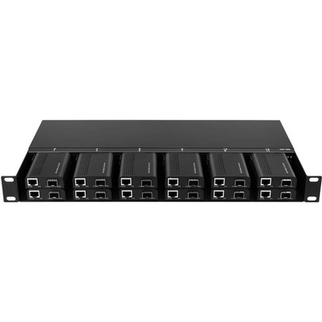Axiom Mini-Media Converter Rack Mount Chassis - 1U 12 Slots Dual AC 220v - 1 x Number of Power Supplies Installed - 12 Slot - 1U - MCR0-CH-1U12-AX