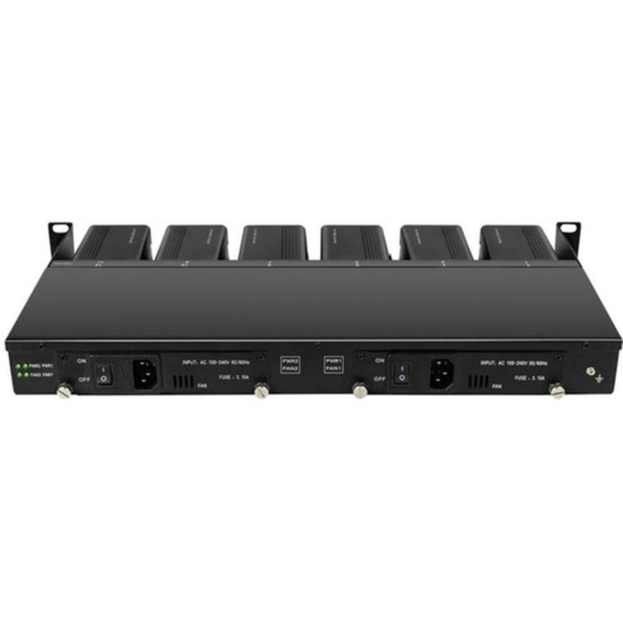 Axiom Mini-Media Converter Rack Mount Chassis - 1U 12 Slots Dual AC 220v - 1 x Number of Power Supplies Installed - 12 Slot - 1U - MCR0-CH-1U12-AX