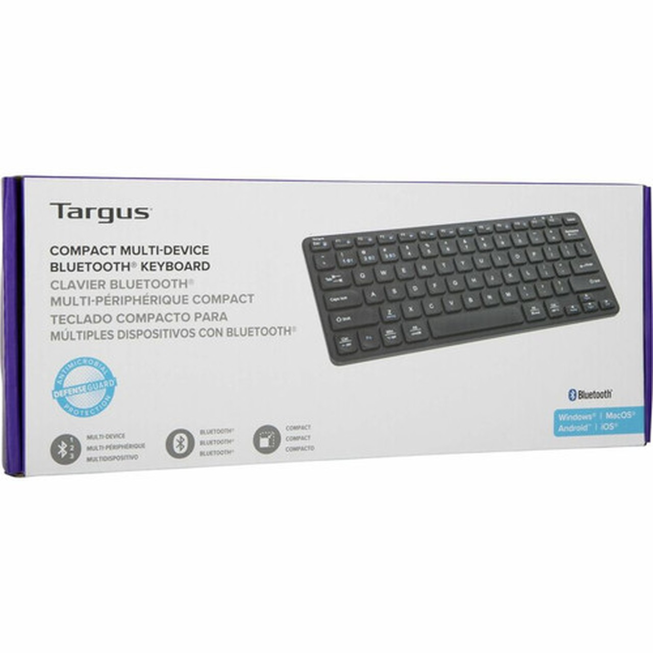 Targus Compact Multi-Device Bluetooth Antimicrobial Keyboard - Wireless Connectivity - Bluetooth - ChromeOS - Tablet Smartphone - - AKB862US