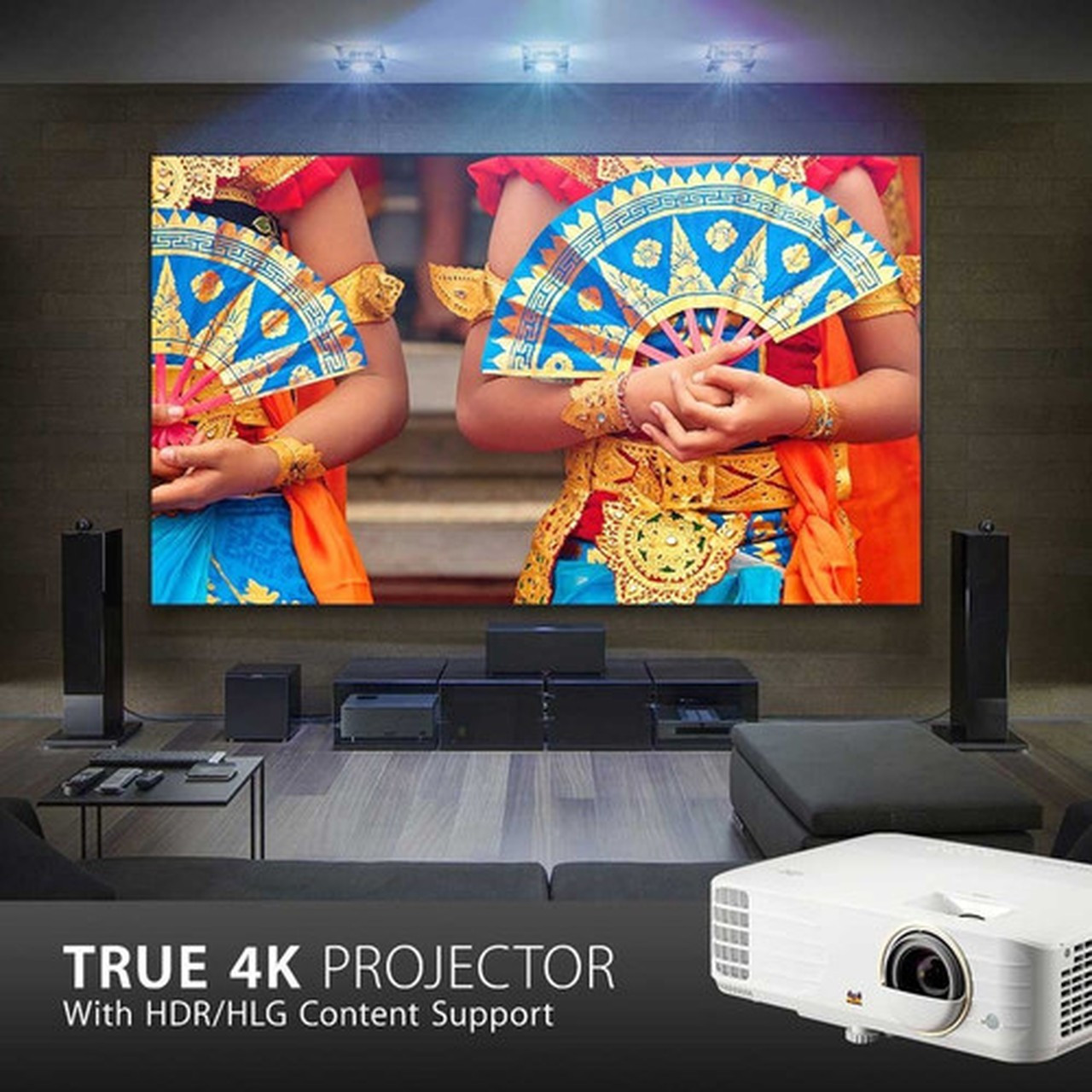 ViewSonic PX748-4K DLP Projector - 169 - Ceiling Mountable - White - High Dynamic Range HDR - 3840 x 2160 - Front Ceiling - 20000 PX748-4K