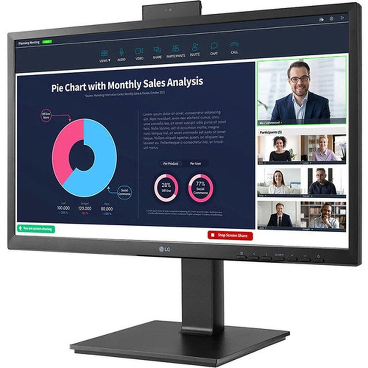 LG 24BP750C-B 238 Webcam Full HD LCD Monitor - 169 - Black - 2400 60960 mm Class - In-plane Switching IPS Technology - WLED 24BP750C-B
