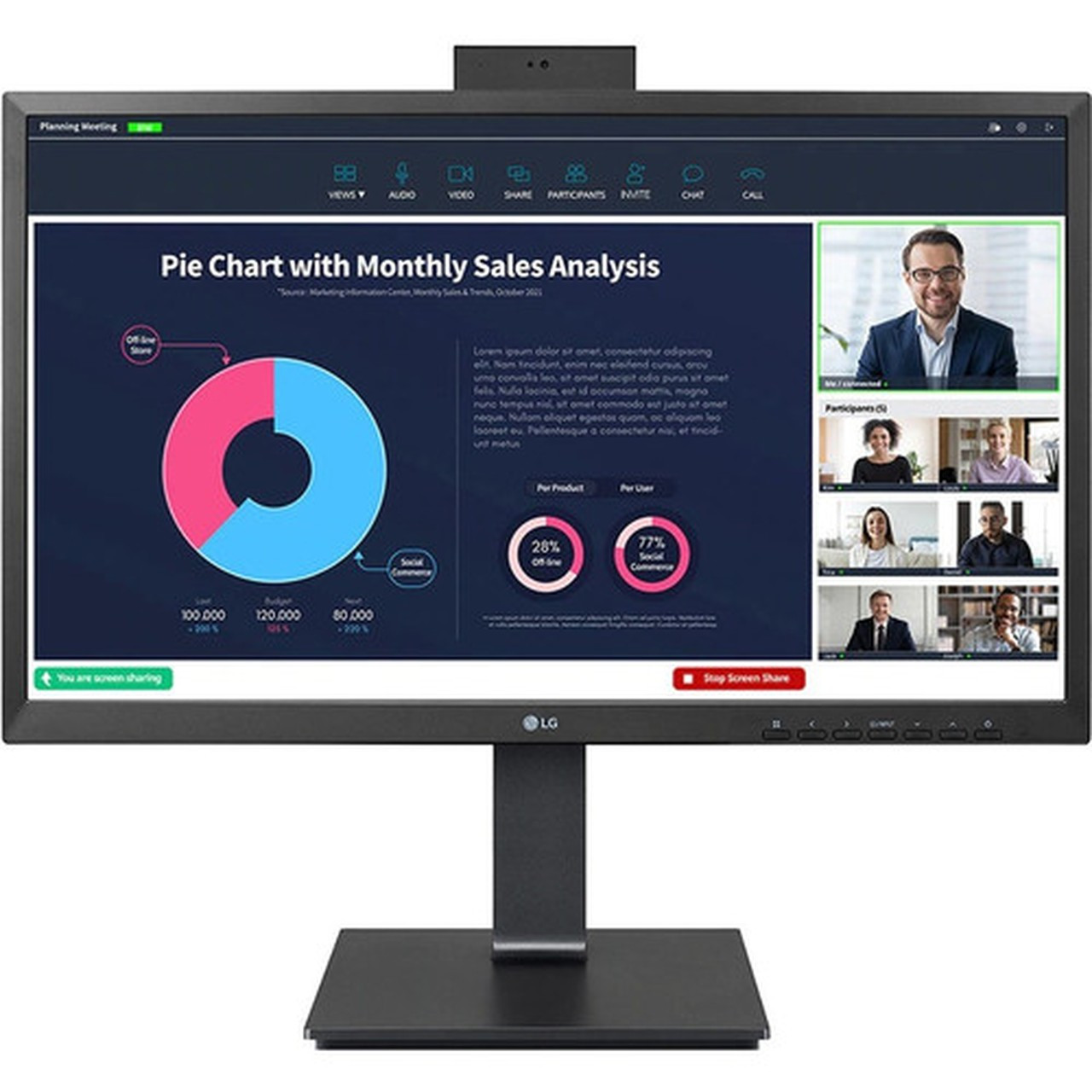 LG 24BP750C-B 238 Webcam Full HD LCD Monitor - 169 - Black - 2400 60960 mm Class - In-plane Switching IPS Technology - WLED 24BP750C-B