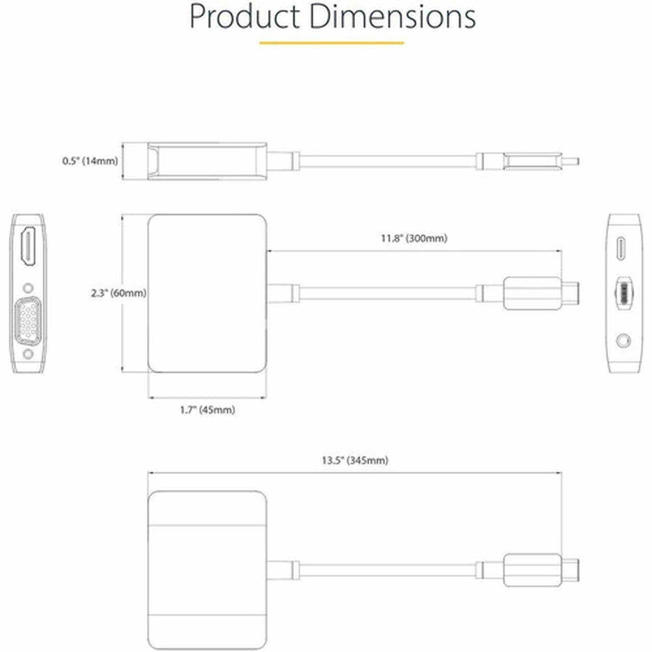 StarTechcom USB C Video Adapter USB C to HDMI VGA Multiport Adapter 35mm Audio 4K 60Hz HDR 100W PD 30 PT USB C Display Adapter 122-USBC-HDMI-4K-VGA