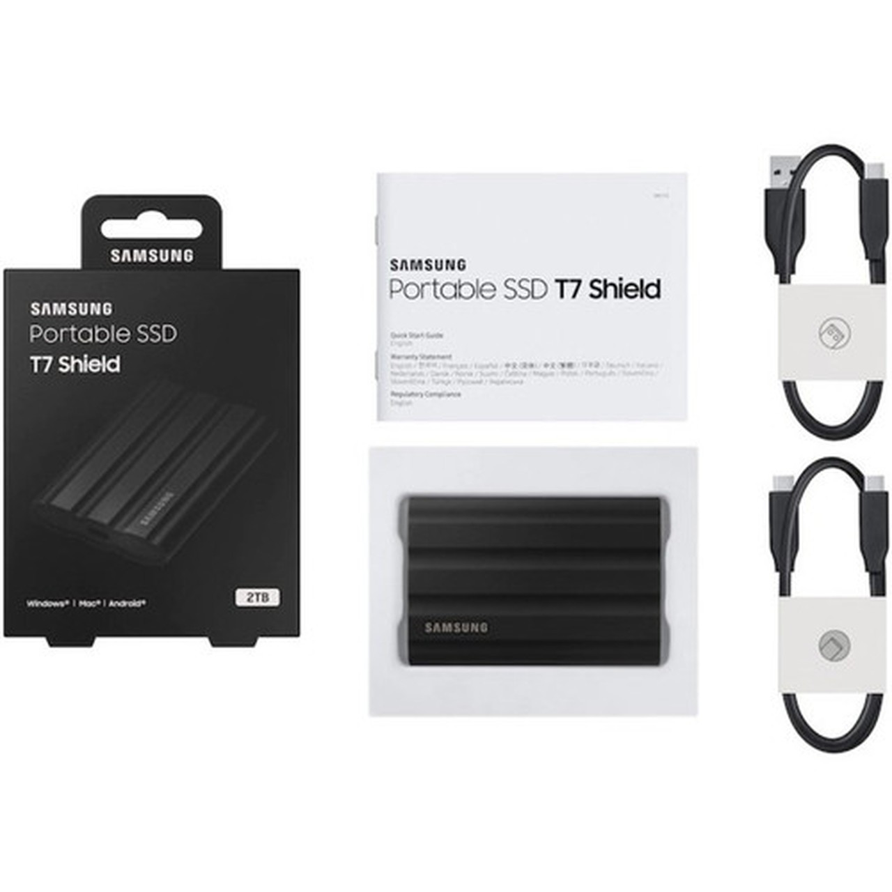 Samsung T7 MU-PE1T0SAM 1 TB Portable Rugged Solid State Drive - External - Black - Gaming Console Desktop PC Tablet MAC Device - C MU-PE1T0SAM
