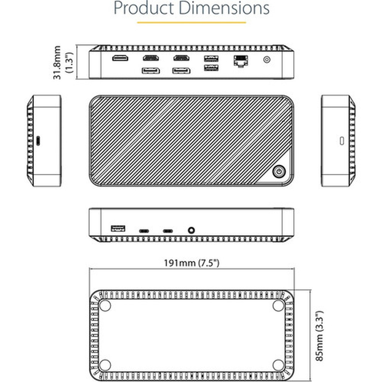 StarTechcom USB-C Triple Monitor Docking Station - Triple 4K HDMIDP USB-C Dock - 5x USB Hub - GbE - 100W PD - Universal  Multi - 4K 116N-USBC-DOCK